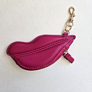 Diane Von Furstenberg Target Bag Charm Pink Lips Coin Pouch Key Ring Fun Whimsy